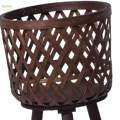 Rattan Basket Floor Planter for Home Office Multifunctional Flower Container.