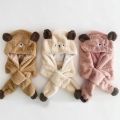 【Must-have】 Winter Cartoon Bear Ears Scarf Hoodie Cap Thicken Windproof Beanies Baby Hat Scarf Plush Kids Plush Hats Boys Girls.