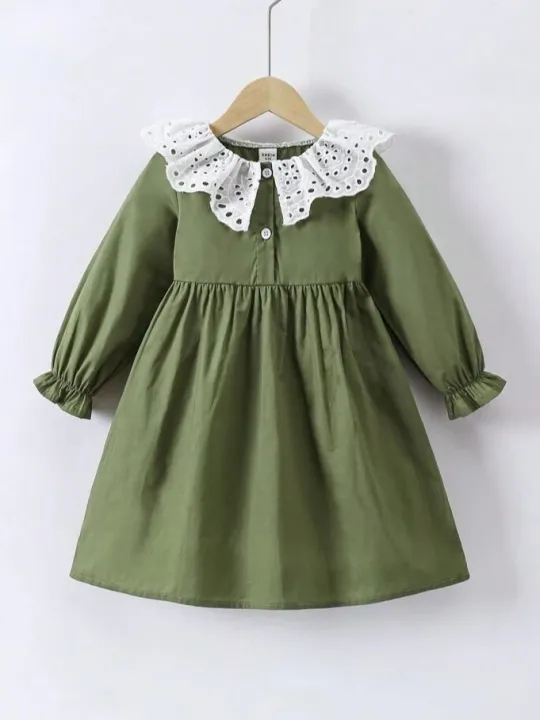 Children%E2%80%99s%20Qualityful%20Outfits%20Baby%20Girls'%20Lace%20Trim%20Collar%20Dress,%20Fit%20Elegant%20Dress%20for%20Kid%E2%80%99s%20-%20Image%209