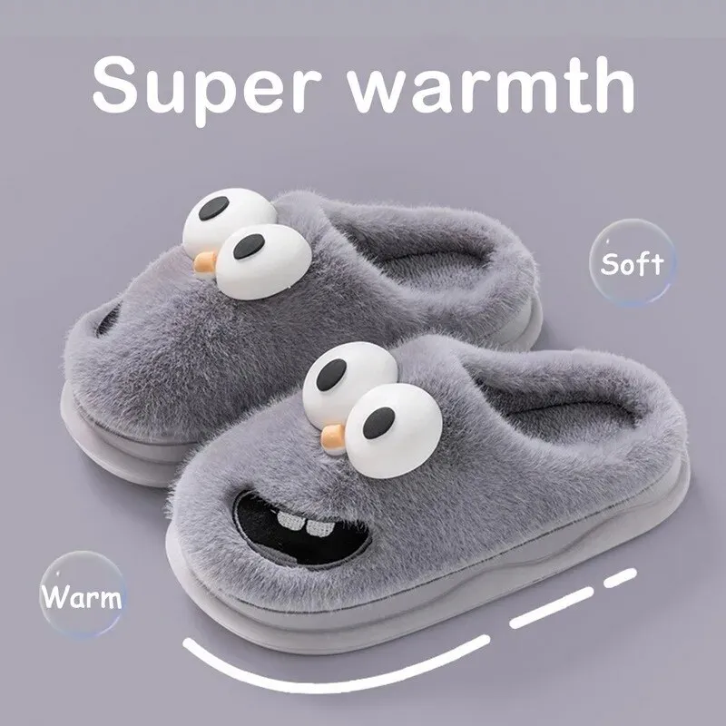 New Fluffy Plush Slippers For Women Soft Furry Winter Warm Home