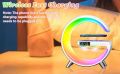 Wireless Charging Light Up Speaker G Shape LED Wireless Table Speaker Color Changing Alarm Clock Charger Stand Bedside Light (Charging only For Iphone).