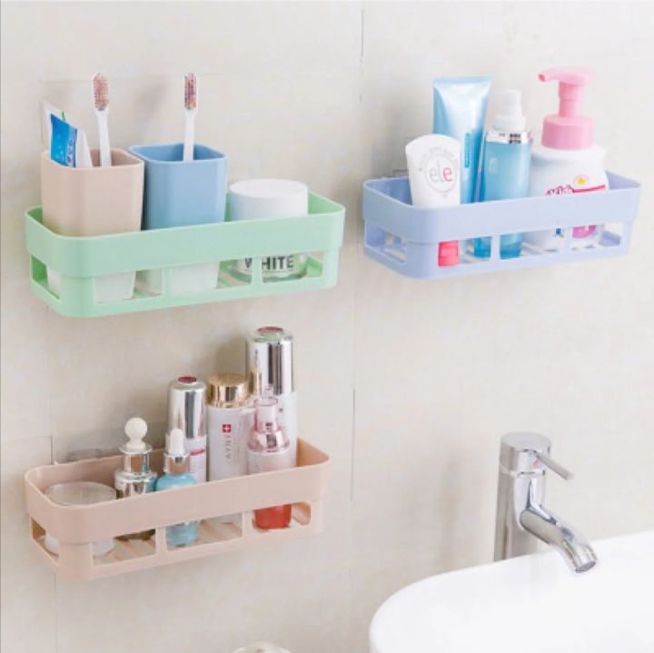 Wall Hanging Plastic Kitchen and Bathroom Shelves-Mulicolor