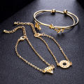 New Trendy Fashionable 4Pcs/ Set Women Simple Design Gold Plated Chain Bracelet for Girls Simple Stylish / Bracelets for Women. 