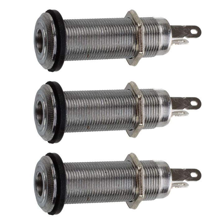 NXFDSIOZ%203pcs%201/4%20Inch%20Chrome%20Cylinder%20Flush%20Mount%20Jack%20for%20Electric%20Guitar%20Bass%20-%20Image%203