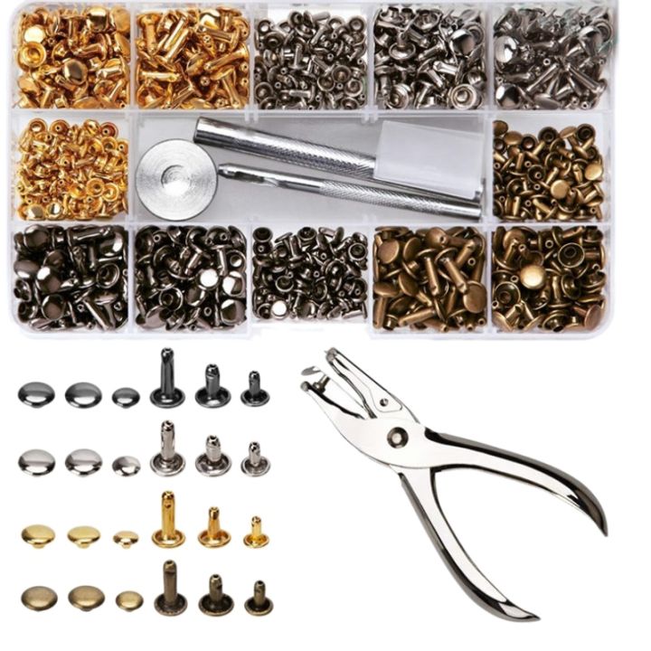 240Pcs/Set Leather Rivets Double Cap Rivet with 4Pcs Fixing Tools