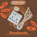 High Quality 15 Feet Handmade Multi plug (Heavy Duty + Long lasting) 8 Pin / 3 Port with Universal Socket 100% Copper Cable - Multi Plug.