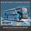 1:32 Double-decker Bus Model Alloy Diecast Pull Back Higation Double Sightseeing Metal Bus Toy Vehicle Kids Toys For Boy. 