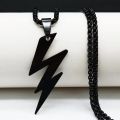 New Black  Stainless Steel  Lightning Bolts Necklace Chain For Men. 