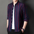 Plus Size 5XL-M High Quality Business Formal Striped Shirts Men Long Sleeve Casual Slim Fit Tuxedo Shirts Social Club Clothing.