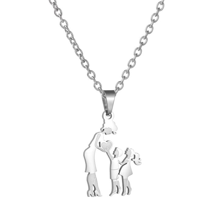Mothers%20and%20Children%20Family%20Stainless%20Steel%20Necklaces%20Silver%20Color%20Multiples%20Kids%20Pendant%20Necklace%20Jewelry%20Mother's%20Day%20Gift%20-%20Image%202