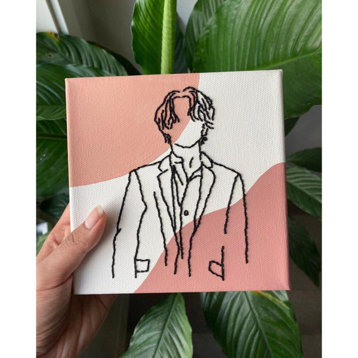Bts jeon jungkook acrylic embroidery wall canvas for wall decoration