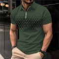 New Summer Men's Polo Shirt Lapel Striped Short Sleeve Letter Printed Button T-Shirt Polo Fashion Top Loser Lione.