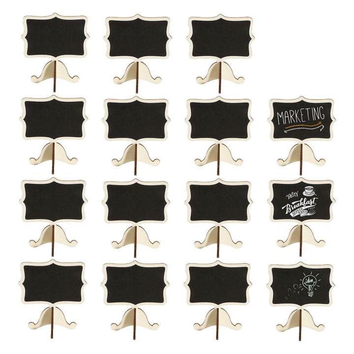 Individual 15 Pack Mini Chalkboards Place Cards with Easel Stand - Wood Rectangle Small Chalkboard Signs for Wedding, Birthday Parties, Table Numbers, Food Signs and Special Event Decoration