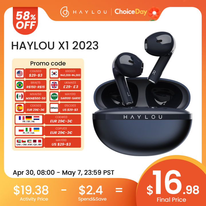 HAYLOU X1 2023 True Wireless Earphone Metallic Case Bluetooth 5.4 Headphones 24-Hour Battery Life Head Phones Half in-ear Earbud