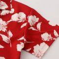 Men Clothing Blouse Summer New Flower Print Vintage Short Sleeve Hawaiian Shirt Fast Drying Casual Beach Shirts Tops Red Unisex.