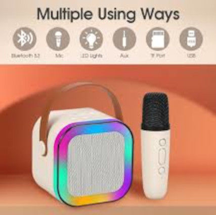 K12 Karaoke Machine Portable Bluetooth 5.3 PA Speaker With 1 Wireless Microphones Home Family Singing Children's Gifts
