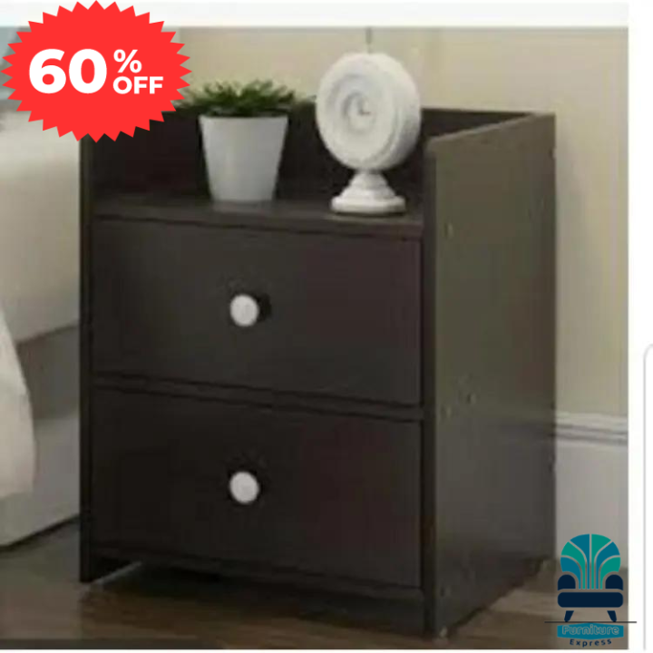 Highly Vital - Bed Side Table with Two Large Drawer Size- L16 + W16 + H24 Inch by Furniture Express - Furniture & Decor- Delights