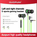 DUOPUNI Gaming headset left and right channel elbow wired in-ear gaming chicken hear sound defence computer mobile phone type-c. 