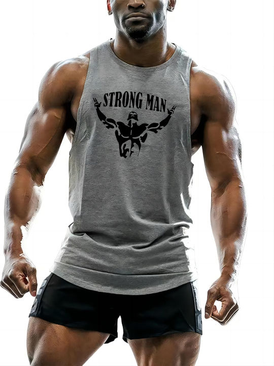 Four Seasons Gym Adult Strong Men'S Clothing Tank Tops 2d Creative Printed Outdoor T-Shirt Sports Style Casual Breathable O Neck