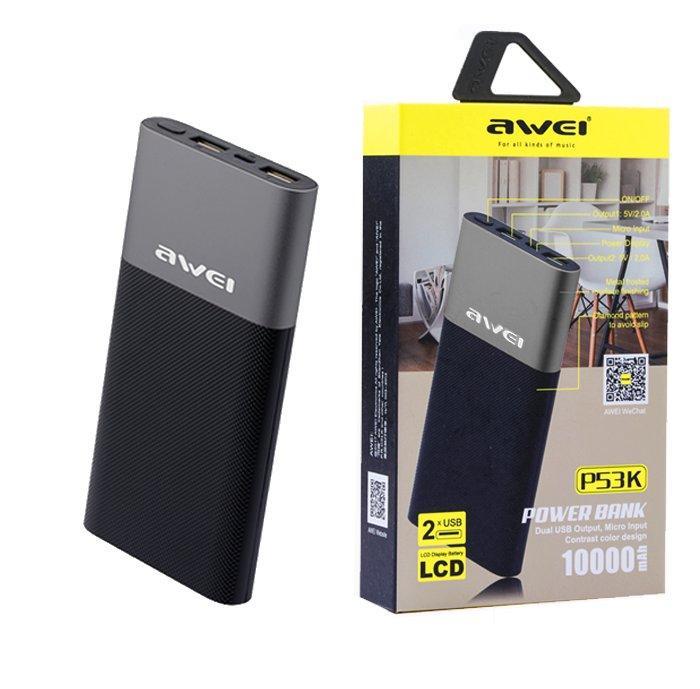 Awei P53K 10000mAh Powerbank - Black