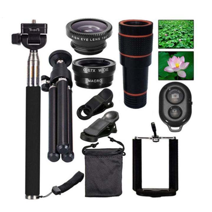 Phone Camera Lens Set For Mobile Phone 10 In1 Travel Black Fisheye