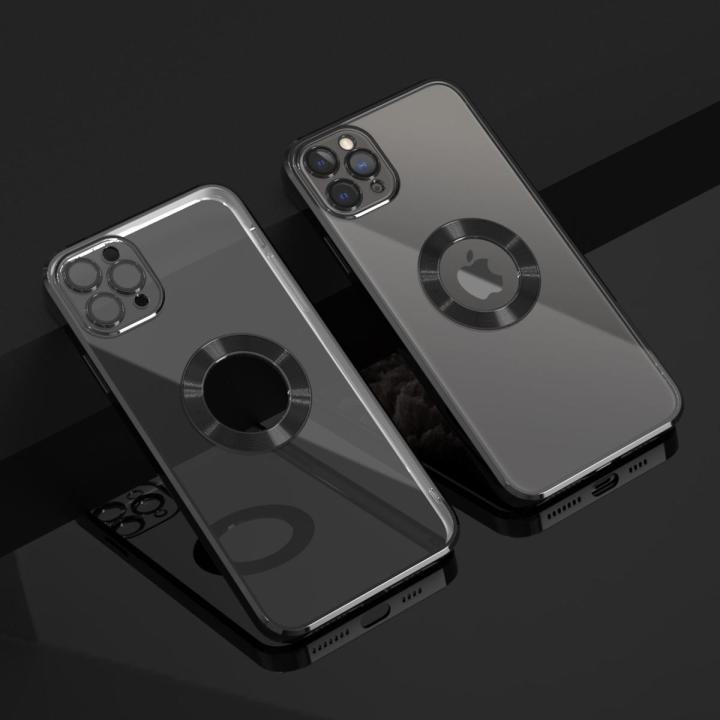 For Apple iPhone 11 Pro Max Electroplating Clear Transparent Soft TPU Phone Case Logo Showing Back Cover