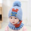 2pcs/set Children's Hat & Scarf Set, Baby Thickened Warm Wool Baby Neck With Ear Protection. 