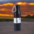 600ml Black Vacuum Water Bottle, Outdoor Sports 304 Tumbler with Lifting Rope.