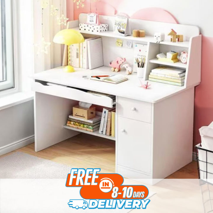 Reading Table with Bookshelf for Children | Reading & Righting Home Office Study Desk | by Nice Furniture glossy White