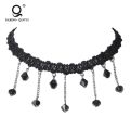 Black Flower Rhinestone Choker Necklace Women.