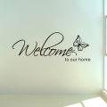 'Welcome To Our Home' Text Patterns Wall Sticker Home Decor Living Room Decals Wallpaper Bedroom Decorative Butterfly Stickers. 