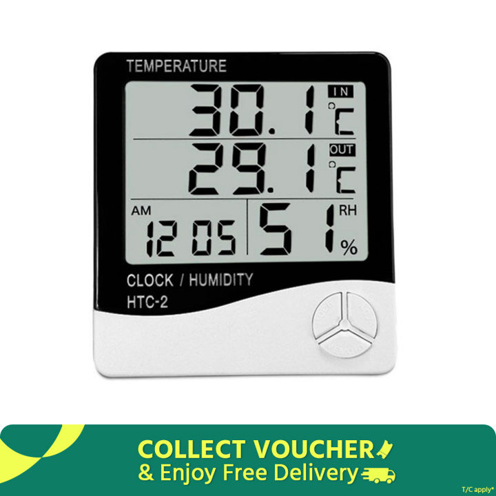 HTC-2 Indoor LCD Digital Temperature Humidity Meter Thermometer With Alarm Clock
