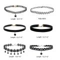 6PCS Women Black Velvet Choker Necklace Girl Lace Choker Tattoo Necklace Pendant. 