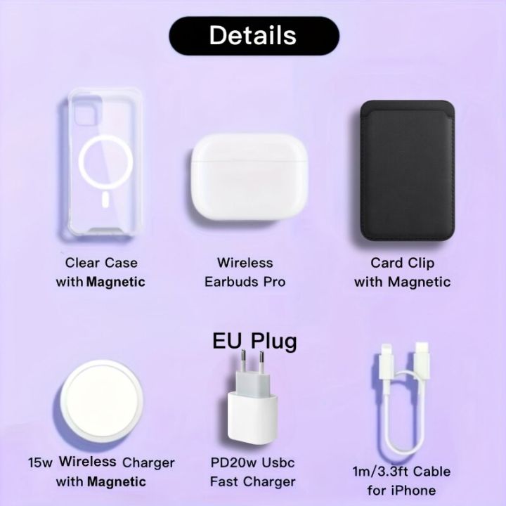 Accessories%20Gift%20Box%20for%20iPhone,%206in1%20Accessories%20Set,Wireless%20Earbuds%20Pro,EU%20PD20w%20Fast%20Charger,%20Wireless%20Charger,Clear%20Case%20-%20Image%204