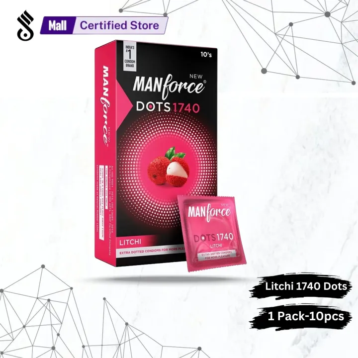 Manforce Manforce Litchi Flavoured 1740 Dots Condom For Men - Large Single Pack ...