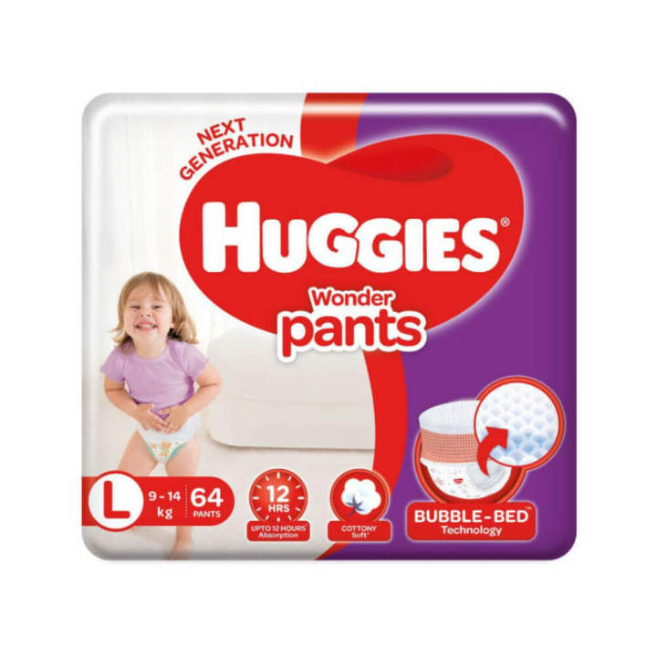 Huggies_Wonder_Bubble-bed Technology Diaper Pants Large (L) Size (9-14) kg 64 pcs