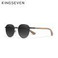 KINGSEVEN 2022 New Handmade Walnut Wood Round Sunglasses Men Women Polarized Mirror Sun Glasses Male Steampunk Shades Oculos. 