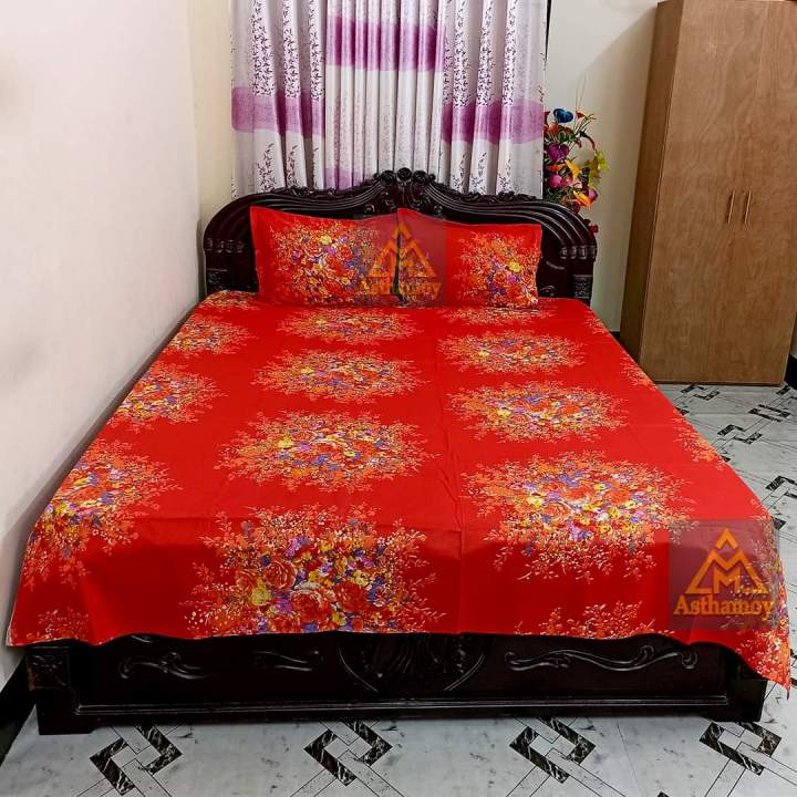 Double%20King%20Size%20Cotton%20Bed%20Sheet%20With%20Matching%202%20Pillow%20Covers%20-%20Multicolor%20-%20Bed%20Sheet%20-%20Image%202