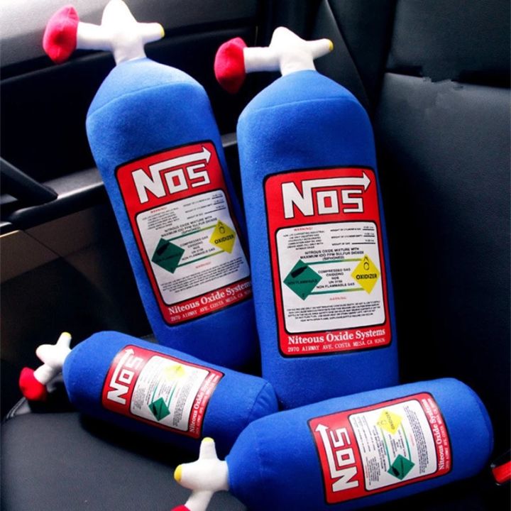 NOS Nitrous Oxide Bottle New Plush Toys Pillow Stuffed Soft Turbo JDM Cushion Gifts Car Decor Headrest Backrest Seat Neck Loser Lione