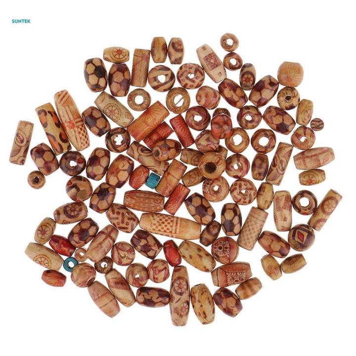 150pcs Mixed Printed Wooden Beads for Macrame Jewelry Charms Crafts Making