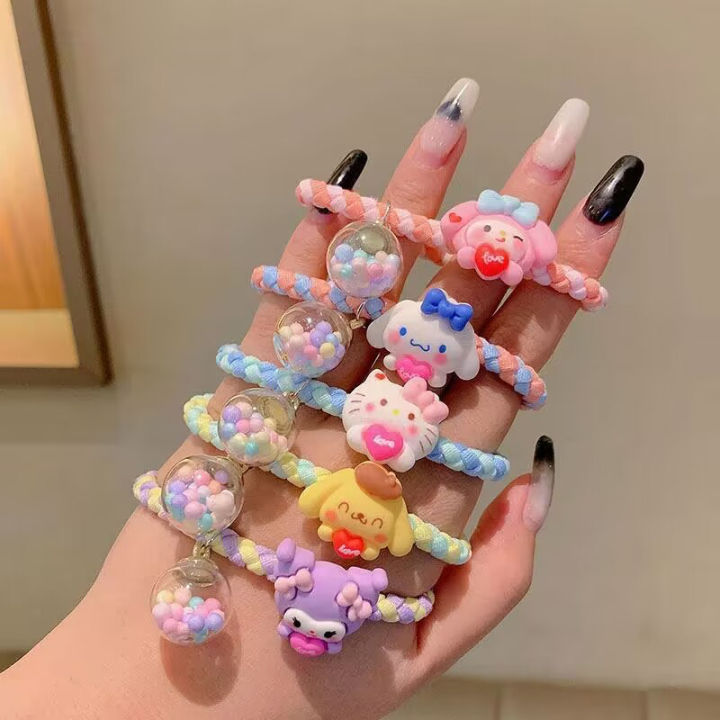 Korean%20Cartoon%20Bracelet%20Sanrio%20Hair%20Ring%20Simple%20Fashion%20Women's%20Elastic%20Hair%20Rope%20Versatile%20Color%20Ponytail%20Rubber%20Band%20-%20Image%202