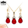 Carat Vintage Teardrop Rhinestone Women Jewelry Set Necklace Hook Earrings Pendants. 