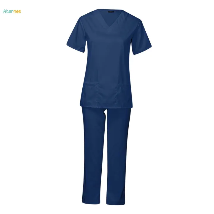 Women%20Nursing%20Scrubs%20Uniform%20Top%20Pants%20Set%20suits%20Clothing%20for%20Worker%20Pet%20Groomer%20-%20Image%202