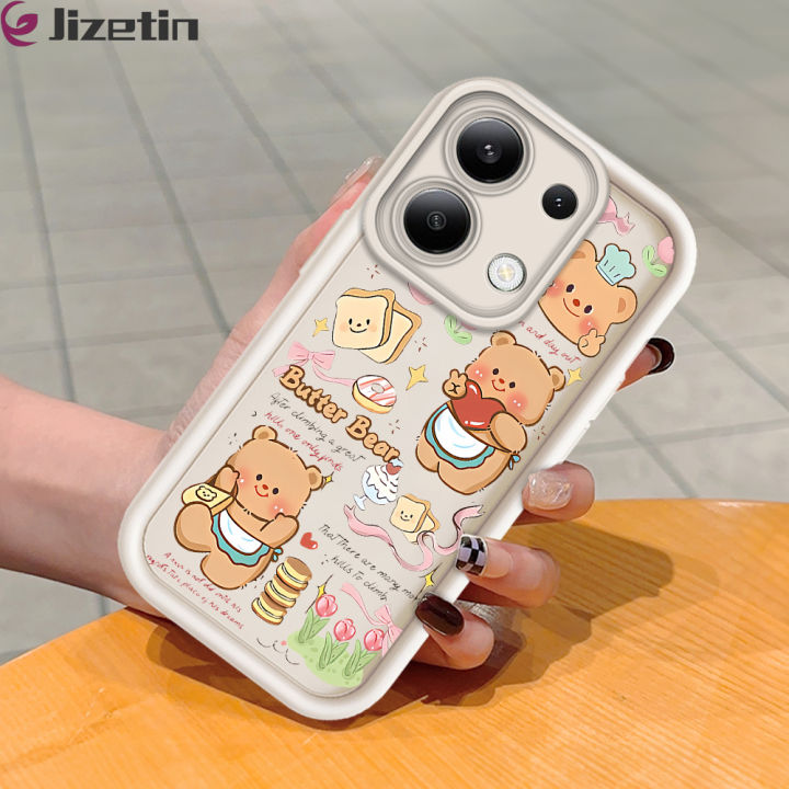 Jizetin for Redmi Note 13 4G 5G Note 13 Pro+ Xiaomi X6 Poco M6 Pro Back Cover Butter Bear Ladder Camera Soft Rubber Mobile Phone Case