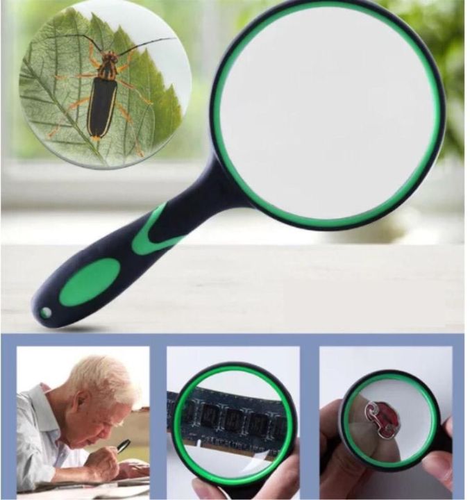 Handheld Portable Glass Lens Magnifier Rubber Handle Magnifying Glass