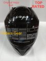 Vega Bolt Bunny with Dual Certification Glossy Black FullFace Helmet. 