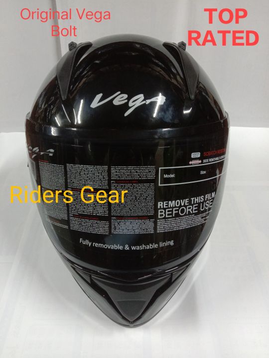 Vega Bolt Bunny with Dual Certification Glossy Black FullFace Helmet