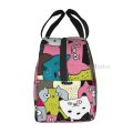 Cat Lunch Bag, Cute Kids Reusable Cooler Lunch Tote Bag Insulated Leakproof Lunch Box Container with Front Pocket for Girls Boys.