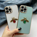 FELMYST Diamond Bee Phone Case For iPhone 8/7 Plus Luxury Brand 3D Honeybee Mobile Casing Metal Gem Square Girl Boy Gift Soft Shockproof Back Cover Cases.