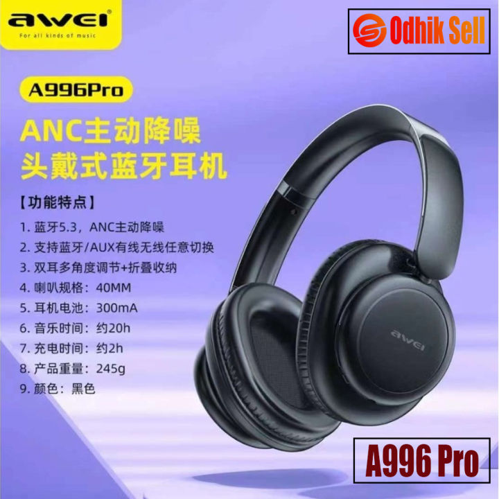 AWEI%20A996%20Pro%20ANC%20Wireless%20Bluetooth%20V5.3%20Foldable%20Stereo%20Headset%20/%20Super%20Bass%20/%20Noise%20Cancelling%20-%20Image%205